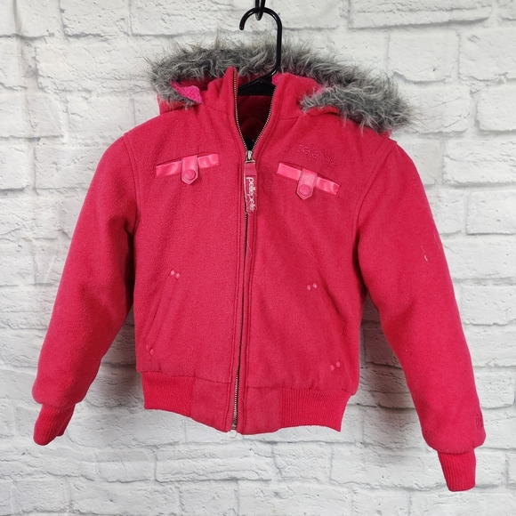 PellePelle Youth Fur Trim Hooded Wool Coat/Jacket in Discontinued Hot Pi… - Picture 1 of 13